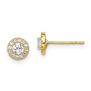 14k Yellow Gold Madi K Children's Kids Girls Jewelry CZ CirclePost Earrings